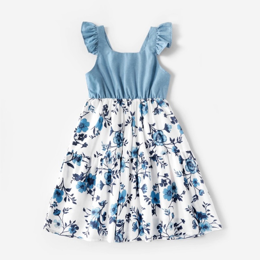 Mosaic 100% Cotton Floral Family Matching Blue Set